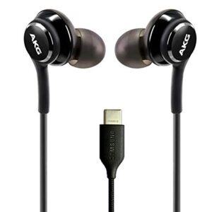 ElloGear 2022 Earbuds Stereo Headphones for Samsung Galaxy Note 10, Note 10+, Galaxy S10, S9 Plus, S10e - Designed by AKG - Braided Cable with Microphone and Volume Remote Type-C Connector - Black