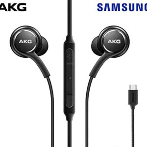 ElloGear 2022 Earbuds Stereo Headphones for Samsung Galaxy Note 10, Note 10+, Galaxy S10, S9 Plus, S10e - Designed by AKG - Braided Cable with Microphone and Volume Remote Type-C Connector - Black