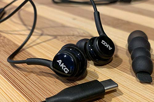 ElloGear 2022 Earbuds Stereo Headphones for Samsung Galaxy Note 10, Note 10+, Galaxy S10, S9 Plus, S10e - Designed by AKG - Braided Cable with Microphone and Volume Remote Type-C Connector - Black