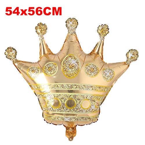 Big Rose gold crown foil balloons crown happy birthday party decorations kids toy baby shower foil balloon surprise gift (Gold)