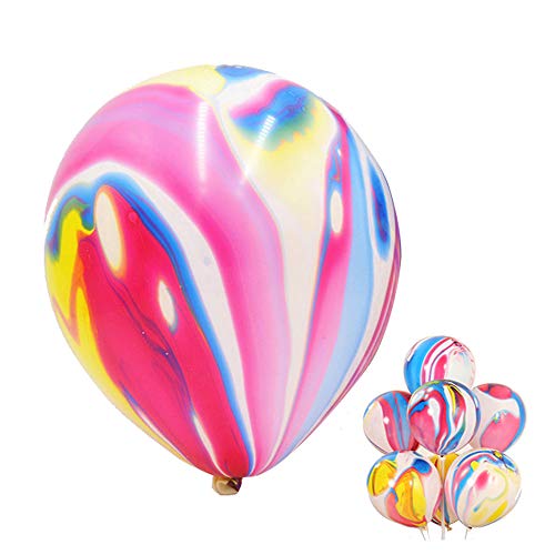 Mayen 50 Pcs 12 Inches Tie Dye Balloons, Rainbow Agate Marble Latex Balloons, Swirl Balloons, Helium Balloons, Tie Dye Birthday Decorations, Hippie Party Supplies