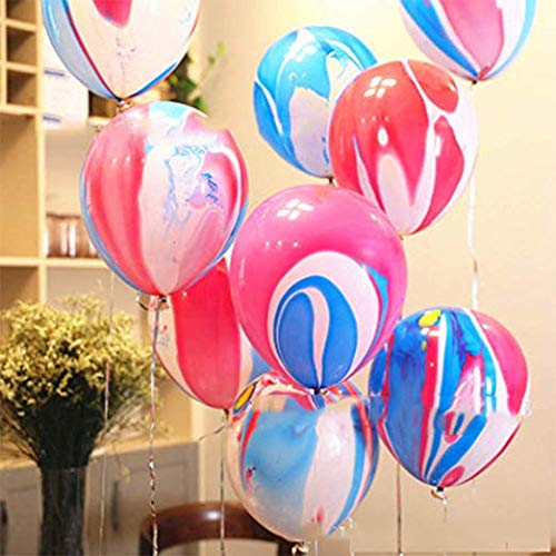 Mayen 50 Pcs 12 Inches Tie Dye Balloons, Rainbow Agate Marble Latex Balloons, Swirl Balloons, Helium Balloons, Tie Dye Birthday Decorations, Hippie Party Supplies