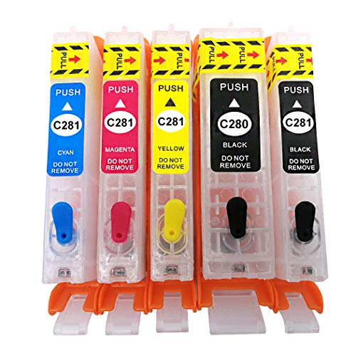 HEMAINK Empty Refillable Ink Cartridge and 500ml Ink Compatible for Canon 280XXL 281XXL PGI-280XXL CLI-281XXL for Pixma TR8620 TR8622 TS6220 TR8520 TS9520 TS6120 TR7520 TS9521C TS6320 TS702 Printer