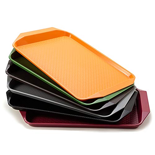 Eslite 6-Piece Plastic Fast Food Tray,16.9 by 11.8-Inches,Assorted Colors