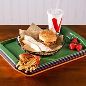 Eslite 6-Piece Plastic Fast Food Tray,16.9 by 11.8-Inches,Assorted Colors