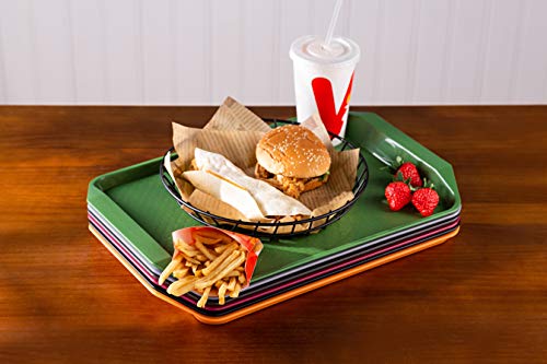 Eslite 6-Piece Plastic Fast Food Tray,16.9 by 11.8-Inches,Assorted Colors