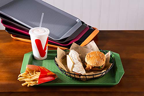 Eslite 6-Piece Plastic Fast Food Tray,16.9 by 11.8-Inches,Assorted Colors