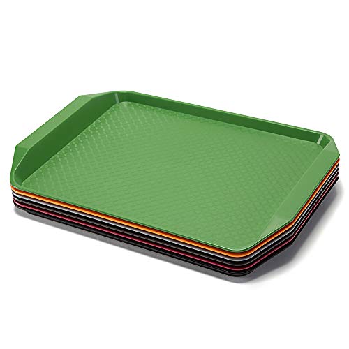 Eslite 6-Piece Plastic Fast Food Tray,16.9 by 11.8-Inches,Assorted Colors