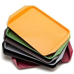 Eslite 6-Piece Plastic Fast Food Tray,16.9 by 11.8-Inches,Assorted Colors