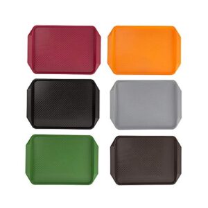 Eslite 6-Piece Plastic Fast Food Tray,16.9 by 11.8-Inches,Assorted Colors