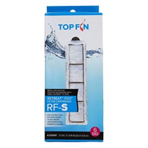 top fin retreat rf-s filter cartridges (small) refill for desktop aquariums with small retreat filters - 8.1in x 1.9in (6 count)