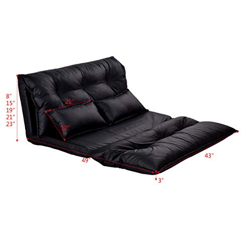 Foldable PU Leather Leisure Floor Sofa Bed w/ 2 Pillows Home Sofas at House Furniture & Armchairs, Household Furnishings, Settee, Divan, Easychair, Davenport, Armchair, Adolescence, Lounge, Chair.