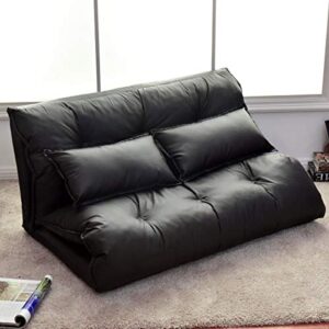 Foldable PU Leather Leisure Floor Sofa Bed w/ 2 Pillows Home Sofas at House Furniture & Armchairs, Household Furnishings, Settee, Divan, Easychair, Davenport, Armchair, Adolescence, Lounge, Chair.