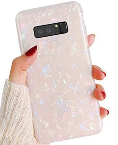 j.west galaxy note 8 phone case, luxury sparkle glitter opal pearly print translucent slim fashion design soft silicone phone case cover for girls women for samsung galaxy note 8 colorful
