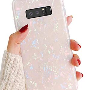 J.west Galaxy Note 8 Phone Case, Luxury Sparkle Glitter Opal Pearly Print Translucent Slim Fashion Design Soft Silicone Phone Case Cover for Girls Women for Samsung Galaxy Note 8 Colorful