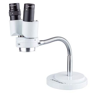 amscope - 8x magnification binocular stereo microscope w/ 360 revolve - dental, lab, electronic repair, soldering, shop gooseneck illuminator - se508