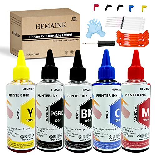 HEMAINK 5x100ml Bottles Ink and Ink Refill Tools Compatible for Canon PGI-280 CLI-281 PGI-280XXL CLI-281XXL for Pixma TS6220 TR8520 TS9520 TS6120 TR7520 TS9521C TS6320 TS702 Printer