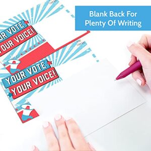 T MARIE 100 Bulk Voter Postcards 4x6” - Your Vote Your Voice, Red, White and Blue Theme With Blank Back for Message to Voters - Encourage Voting In Your State