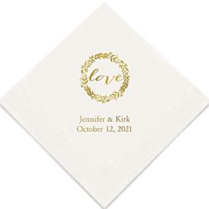 Weddingstar Personalized Printed Paper Napkins 3-Ply 50 Pack - Cocktail White