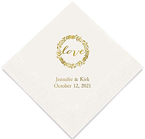 Weddingstar Personalized Printed Paper Napkins 3-Ply 50 Pack - Cocktail White