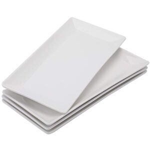 foraineam 4 pack porcelain serving platters 10-1/4 x 5 inch rectangular serving trays, dessert, appetizer, salad side plates