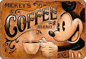 mickey's coffee blend metal vintage tin sign wall decoration 12x8 inches for cafe coffee bars restaurants pubs man cave decorative
