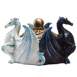pacific giftware fantasy celtic knotwork dual yin yang dragons decorative trinket jewelry box figurine 5.75" long