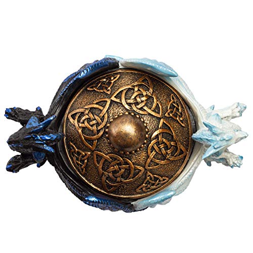 Pacific Giftware Fantasy Celtic Knotwork Dual Yin Yang Dragons Decorative Trinket Jewelry Box Figurine 5.75" Long