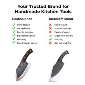 COOLINA Lixy Cleaver Knife, 8.7-in Hand-forged High Manganese Clad Steel, Full Tang Butcher Knife, Kitchen Chef Knives for Camping, Outdoor Cooking
