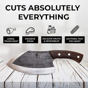 COOLINA Lixy Cleaver Knife, 8.7-in Hand-forged High Manganese Clad Steel, Full Tang Butcher Knife, Kitchen Chef Knives for Camping, Outdoor Cooking
