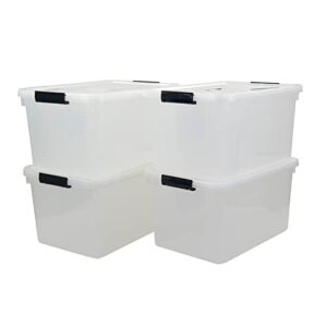 Doryh 17.5 L Plastic Storage Bin with Lid, Clear Latching Box, 4 Packs