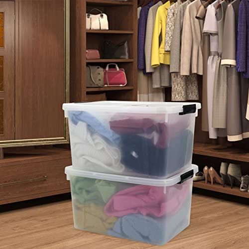 Doryh 17.5 L Plastic Storage Bin with Lid, Clear Latching Box, 4 Packs