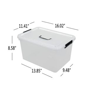 Doryh 17.5 L Plastic Storage Bin with Lid, Clear Latching Box, 4 Packs