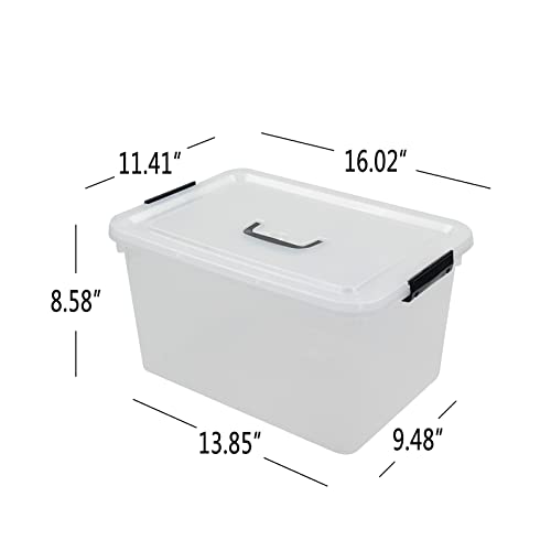 Doryh 17.5 L Plastic Storage Bin with Lid, Clear Latching Box, 4 Packs