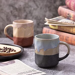 Cutiset 15 Ounce Ceramic Lava Mugs, Unique Glazed Microwave Safe and Oven Safe Coffee Mug Set of 4, Multicolor