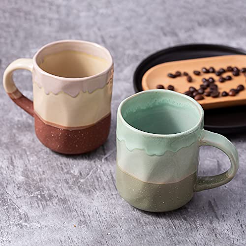 Cutiset 15 Ounce Ceramic Lava Mugs, Unique Glazed Microwave Safe and Oven Safe Coffee Mug Set of 4, Multicolor