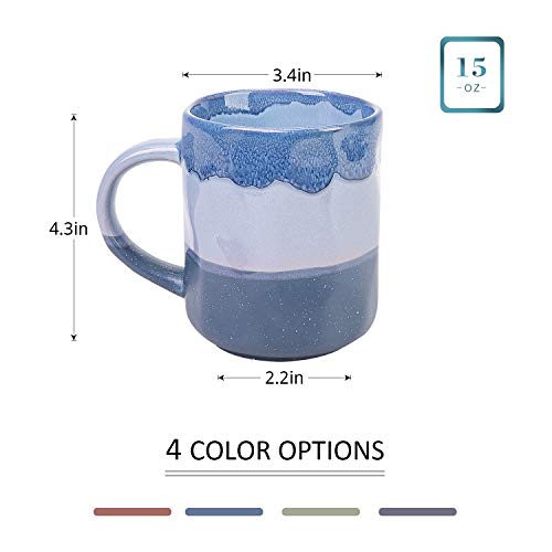 Cutiset 15 Ounce Ceramic Lava Mugs, Unique Glazed Microwave Safe and Oven Safe Coffee Mug Set of 4, Multicolor