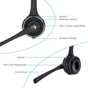 Office Headset with Mic,Wireless Bluetooth Headphone,Noise Cancelling Trucker Bluetooth Headset,Handsfree Headset with Charging Dock for Call Center,Home,Smartphones,PC