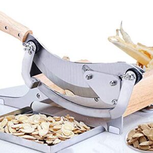 Moongiantgo Biltong Slicer Chinese Medicine Radiused Beef Jerky Cutter, 0-0.5” Adjustable Thickness, Wooden Base Herb Root Cutting Machine for Ginseng Antler Gastrodiae Maca Ganoderma