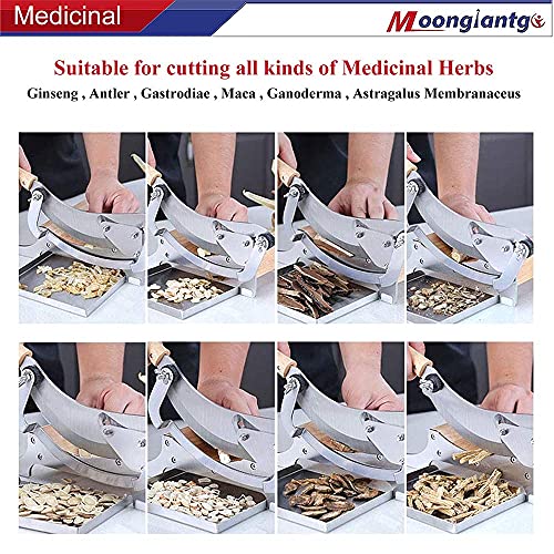 Moongiantgo Biltong Slicer Chinese Medicine Radiused Beef Jerky Cutter, 0-0.5” Adjustable Thickness, Wooden Base Herb Root Cutting Machine for Ginseng Antler Gastrodiae Maca Ganoderma