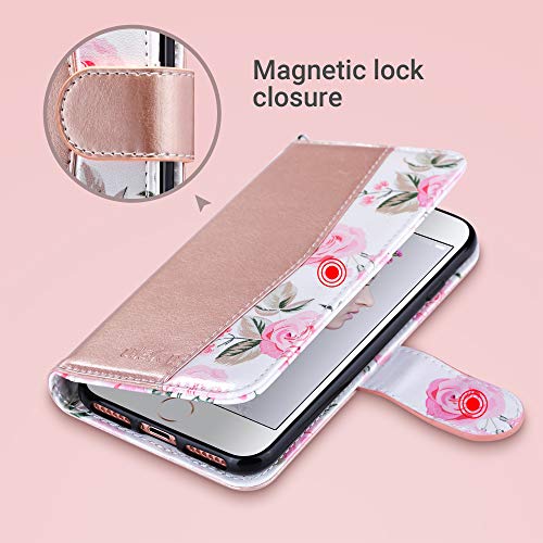 ULAK Case for iPhone SE 3 Wallet 2022, iPhone 8 Wallet, iPhone SE Wallet 2020, iPhone 7 Flip Case, PU Leather Kickstand Card Holder Protective Cover for iPhone 7/8/iPhone SE 2nd 3rd Gen, Rose Gold