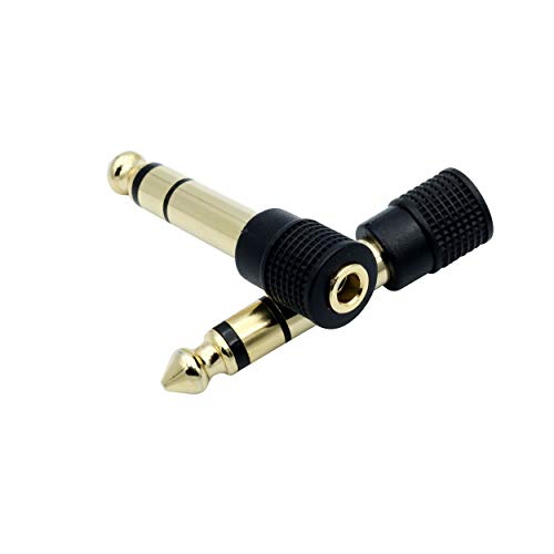 Chadou Audio Adapter 6.35mm (1/4 inch) Male to 3.5mm (1/8 inch) Female Stereo Headphone Connector Gold Plated, 2 Pack