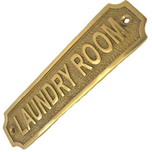 RETRO LAUNDRY ROOM SIGN ANTIQUE CHIC STYLE BRASS PLAQUE KITCHEN WITH SCREWS