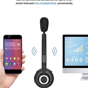 Sanfant Trucker Bluetooth Headset, V5.0 Bluetooth Headset with Microphone Noise Canceling, 18hr Talktime Wireless Headset with Standing Dock, Car Bluetooth Headset for Cell Phone/Laptop/Tablet