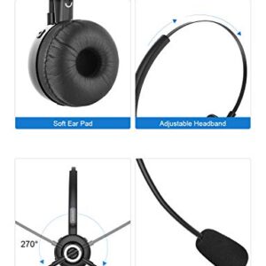 Sanfant Trucker Bluetooth Headset, V5.0 Bluetooth Headset with Microphone Noise Canceling, 18hr Talktime Wireless Headset with Standing Dock, Car Bluetooth Headset for Cell Phone/Laptop/Tablet