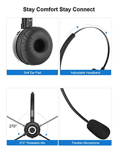 Sanfant Trucker Bluetooth Headset, V5.0 Bluetooth Headset with Microphone Noise Canceling, 18hr Talktime Wireless Headset with Standing Dock, Car Bluetooth Headset for Cell Phone/Laptop/Tablet