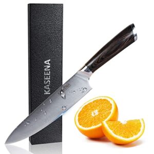 kaseena chef knife - 8 inch chef's knives, professional kitchen knife, high carbon stainless steel sharp paring knife, cooking knife with ergonomic pakkawood handle and highe-quality leather gift box