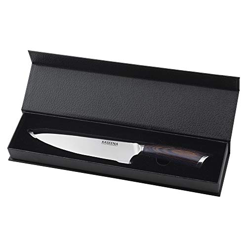 KASEENA Chef Knife - 8 Inch Chef's Knives, Professional Kitchen Knife, High Carbon Stainless Steel Sharp Paring Knife, Cooking Knife With Ergonomic Pakkawood Handle And Highe-Quality Leather Gift Box