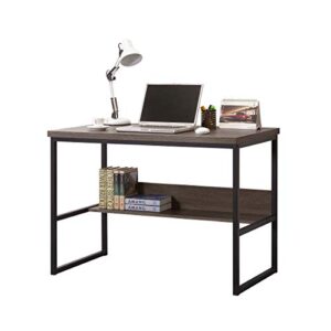 EHP Weathered Grey Finish Large Computer Desk with Bookshelf, Office Desk, Writing Desk, Wood and Metal Frame, Study Table Workstation for Home Office Furniture, Industrial Style