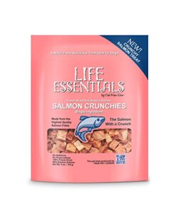 life essentials by cat-man-doo all natural freeze dried wild alaskan salmon crunchies treats for dogs - single ingredient grain free snack with no additives or preservatives, - 5 ounce bag